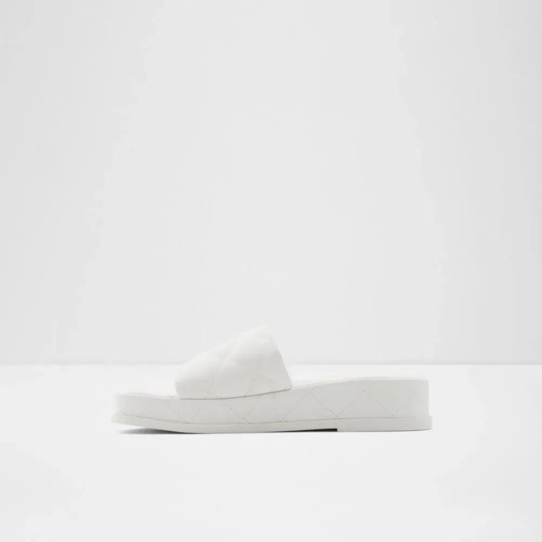 Fashion Aldo White Carreaux Women's Flatform Slide Sandal