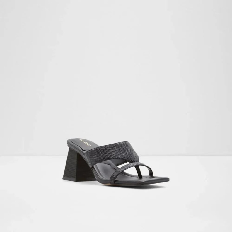 Aldo Fashion Black Coasa Women's Mid Block Heel Sandal