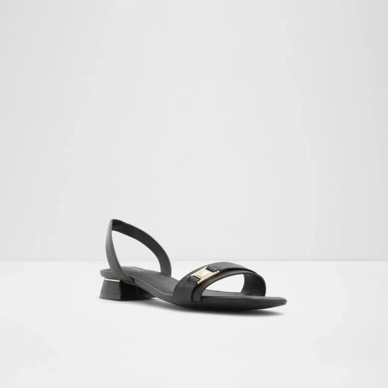 Aldo Black Fashion Crescenta Women's Two-Piece Flat Heel Sandal
