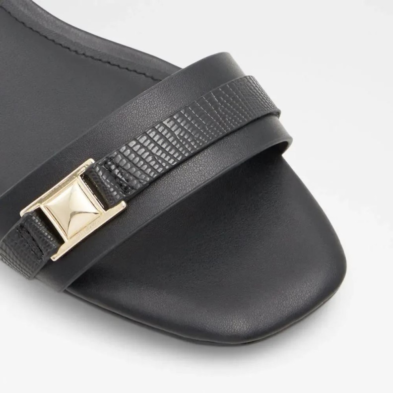 Aldo Black Fashion Crescenta Women's Two-Piece Flat Heel Sandal