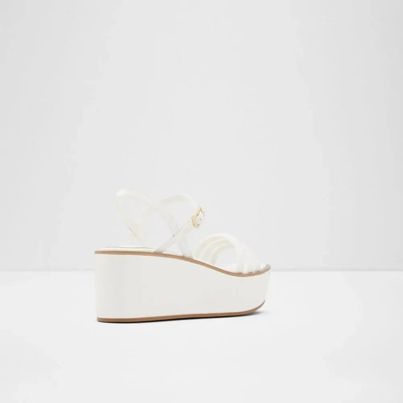 Fashion White Enamessi Women's Strappy Wedge Sandal Aldo