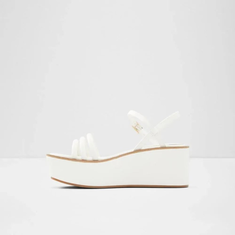 Fashion White Enamessi Women's Strappy Wedge Sandal Aldo
