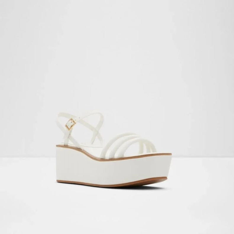 Fashion White Enamessi Women's Strappy Wedge Sandal Aldo