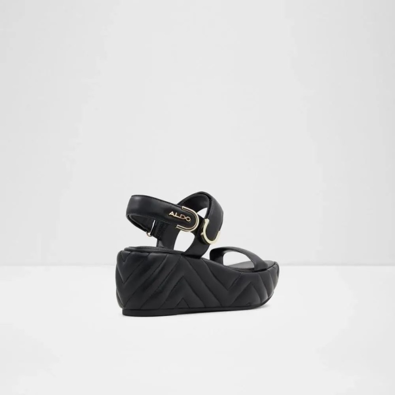 Aldo Eroellan Women's Quilted Wedge Sandal Black Fashion