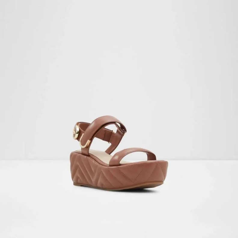 Aldo Fashion Eroellan Women's Quilted Wedge Sandal Rust
