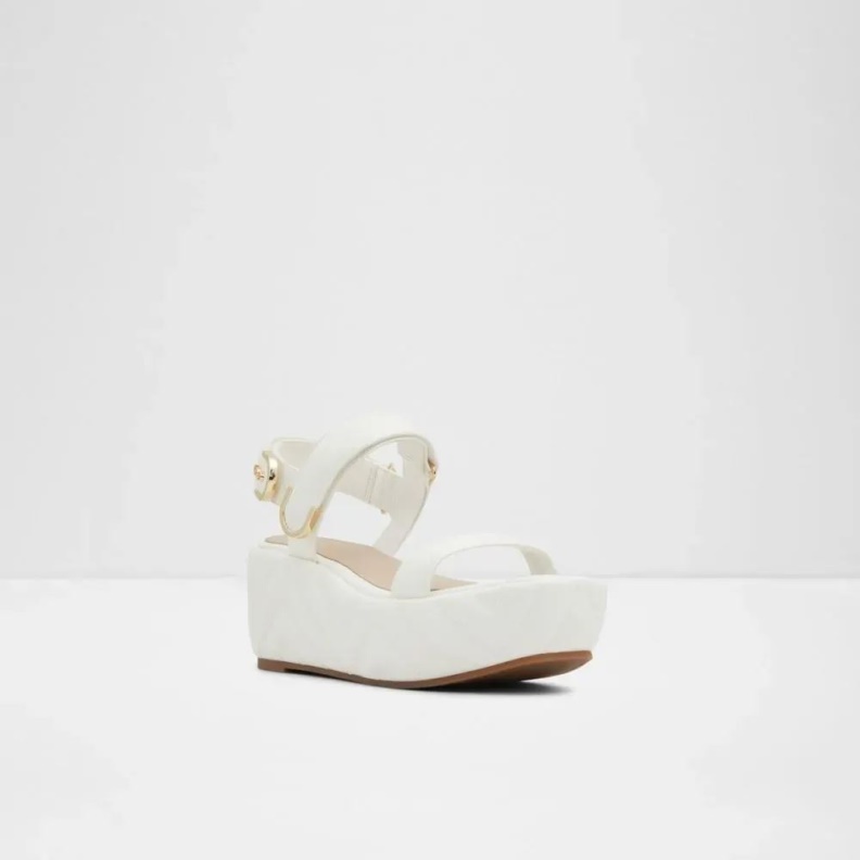 Aldo Fashion White Eroellan Women's Flatfowedge Sandal