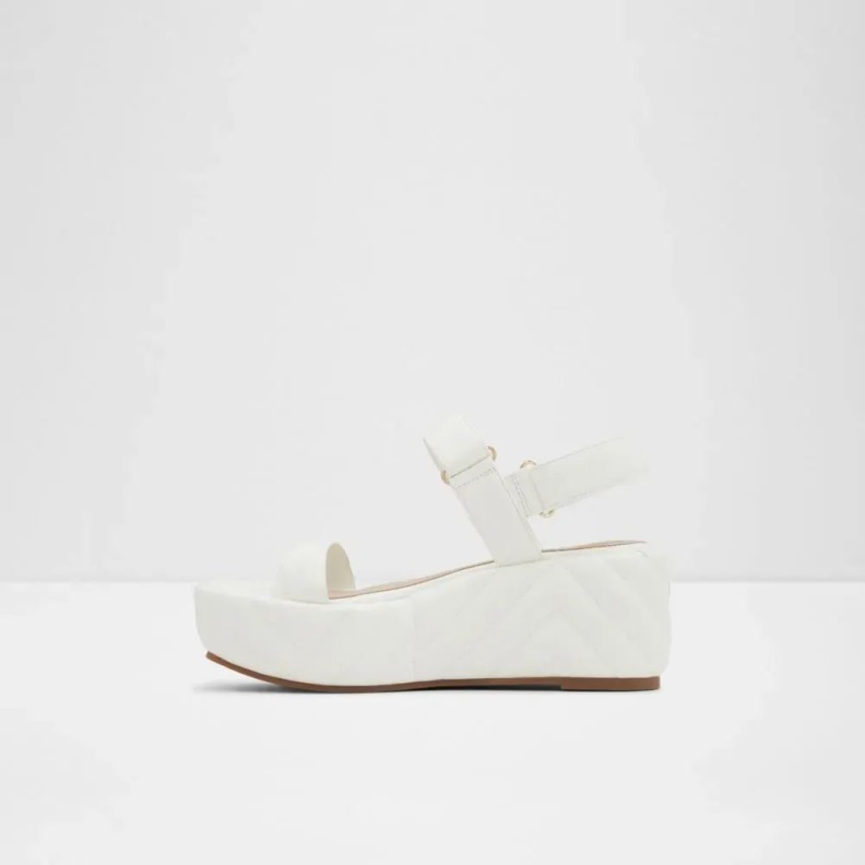 Aldo Fashion White Eroellan Women's Quilted Wedge Sandal
