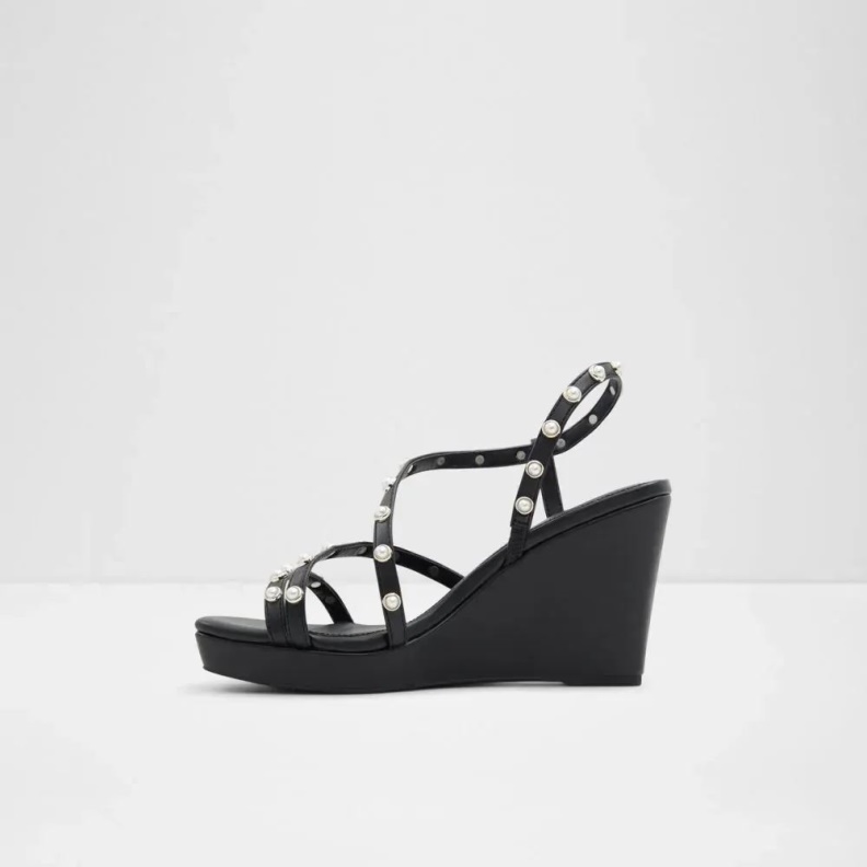 Aldo Fashion Black Grandede Women's Sling Back Wedge Sandal