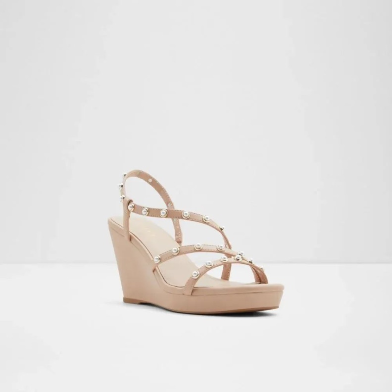 Aldo Fashion Bone Grandede Women's Sling Back Wedge Sandal Fashion Aldo