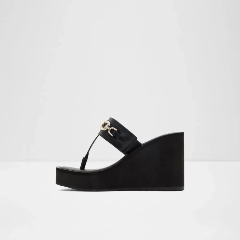 Aldo Black Fashion Ibaraki Women's T-Strap Beach Sandal