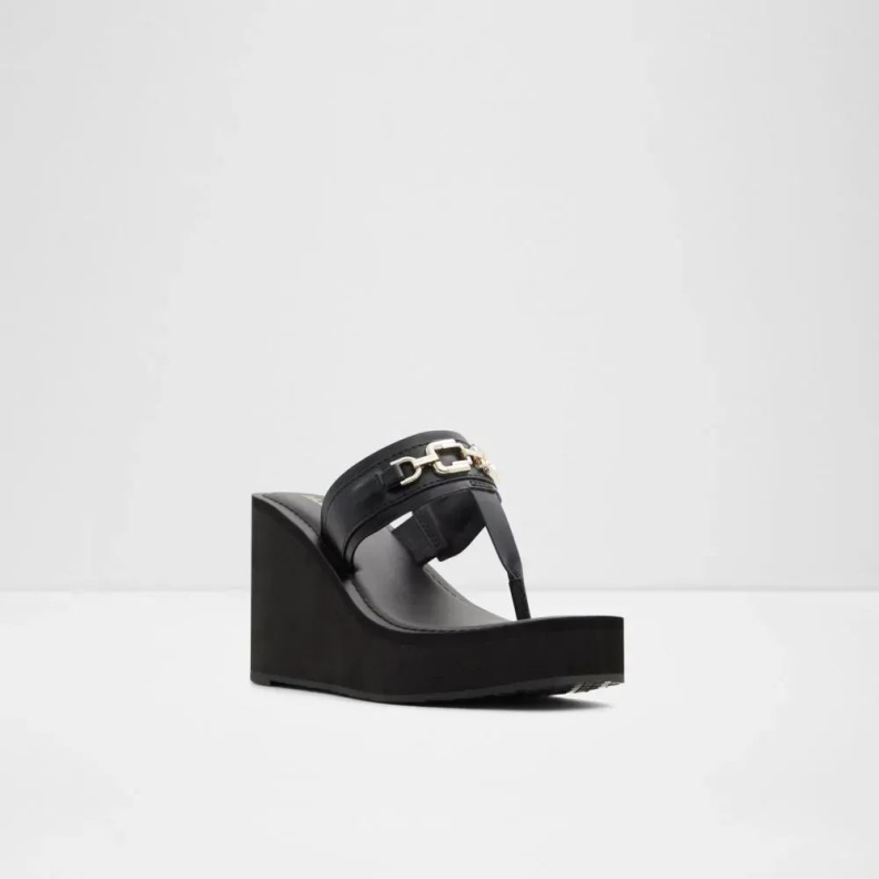 Aldo Black Fashion Ibaraki Women's T-Strap Beach Sandal