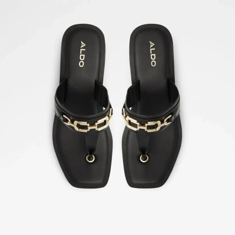 Aldo Black Fashion Ibaraki Women's T-Strap Beach Sandal