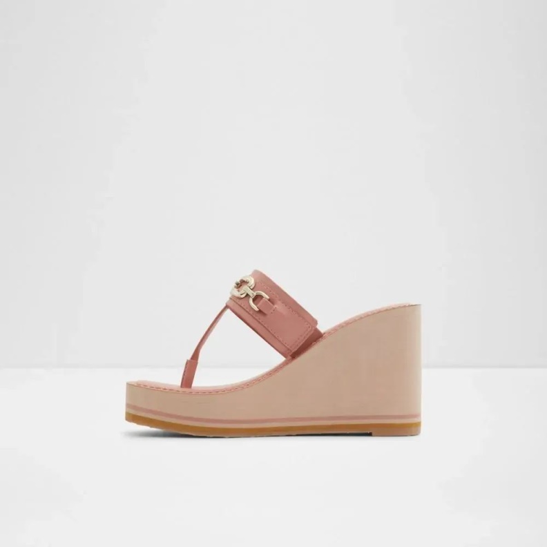 Aldo Bright-Pink Fashion Ibaraki Women's Wedge T-Strap Sandal