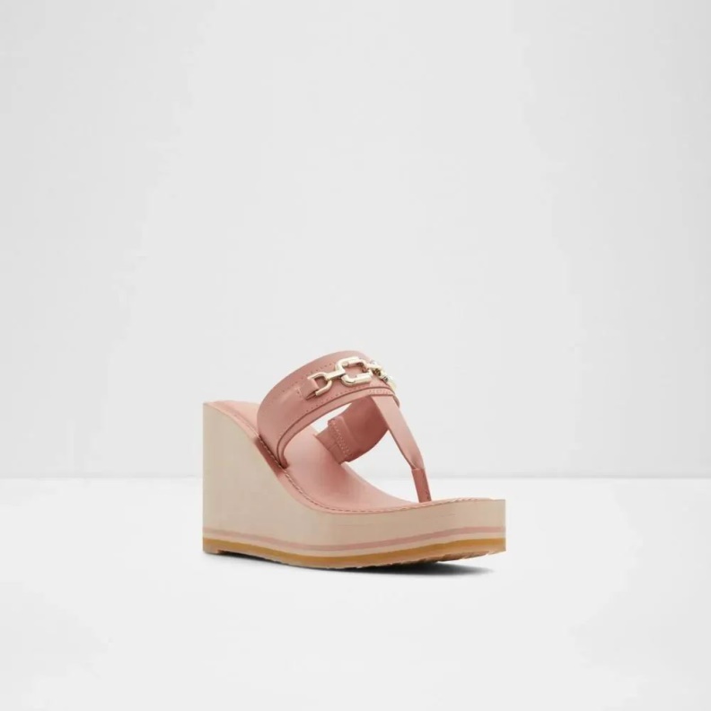 Aldo Bright-Pink Fashion Ibaraki Women's Wedge T-Strap Sandal
