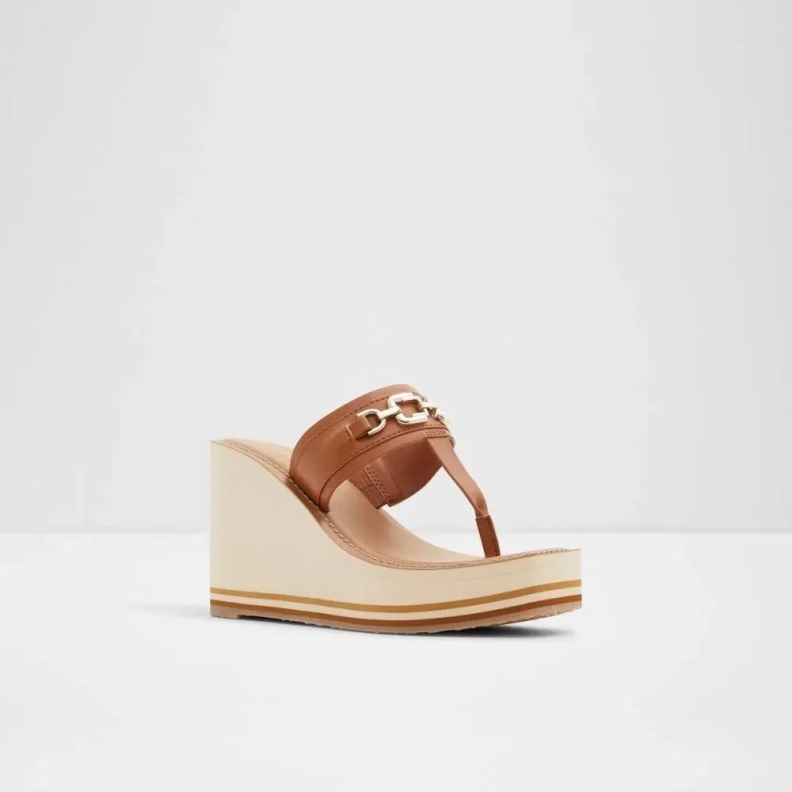 Aldo Fashion Medium-Brown Ibaraki Women's T-Strap Beach Sandal