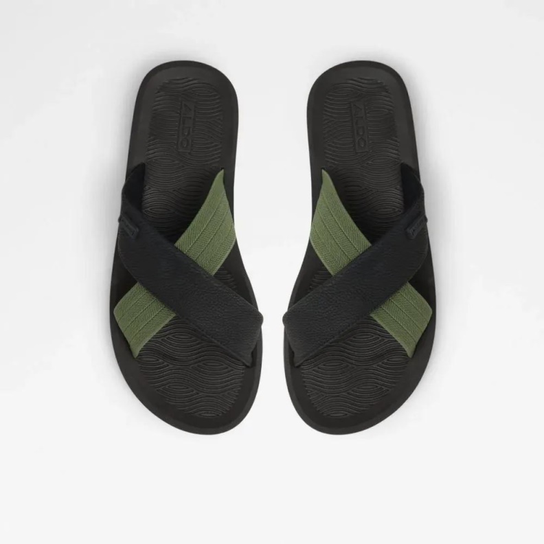 Inderpaul Men's Flat Slide Sandal Fashion Aldo Open-Black