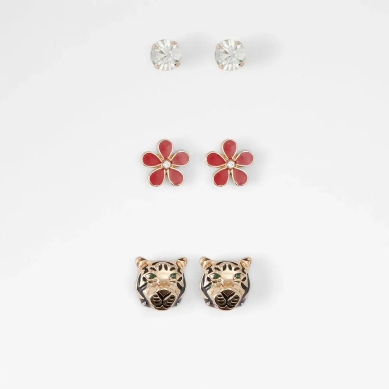 Fashion Aldo Gold Multi Kaeldan Women's Accessories Three-Pair Set Earrings