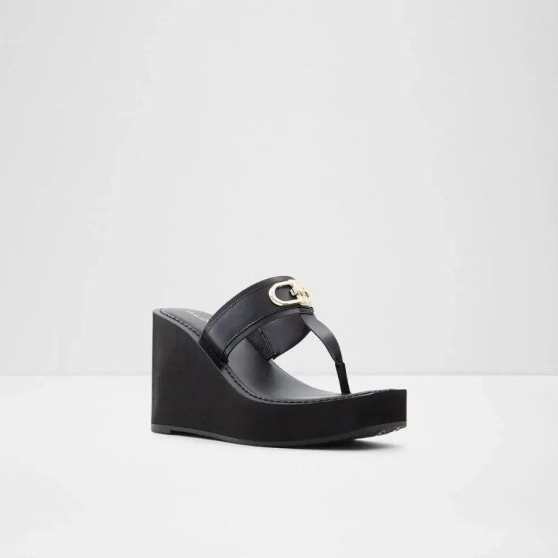 Black Aldo Fashion Macarenia Women's Wedge Sandal