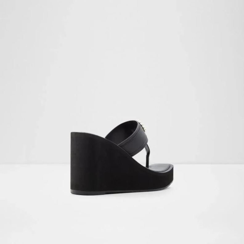 Fashion Other-Black Aldo Macarenia Women's Thong Beach Wedge Sandal