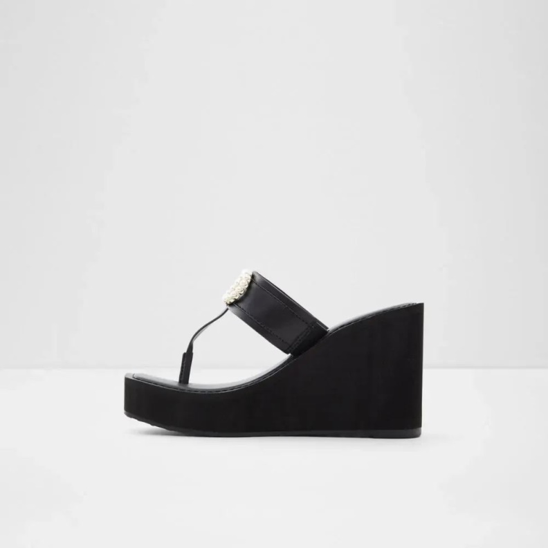 Fashion Other-Black Aldo Macarenia Women's Thong Beach Wedge Sandal
