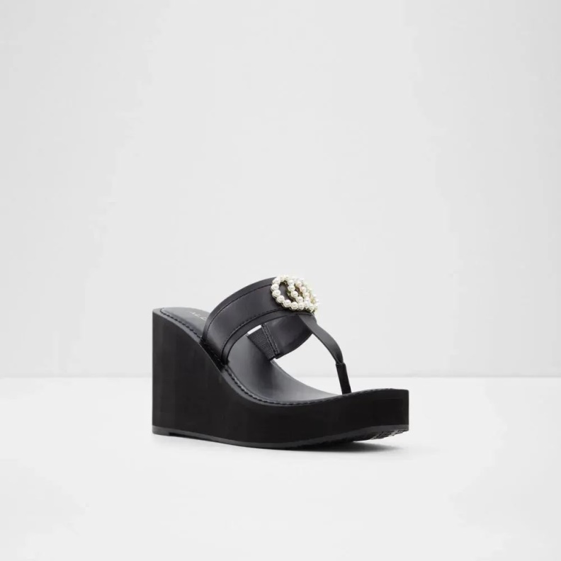 Fashion Other-Black Aldo Macarenia Women's Thong Beach Wedge Sandal