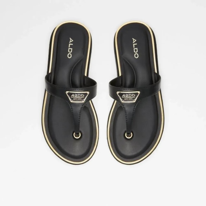 Manaberiel Women's Thong Beach Sandal Fashion Aldo Black