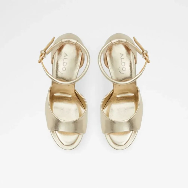 Gold Fashion Aldo Milena Women's Ankle Strap Heeled Sandal