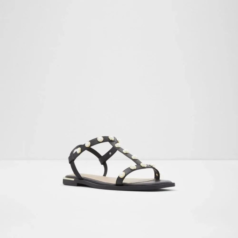 Fashion Aldo Nydewia Women's Flat T-Strap Sandal Black