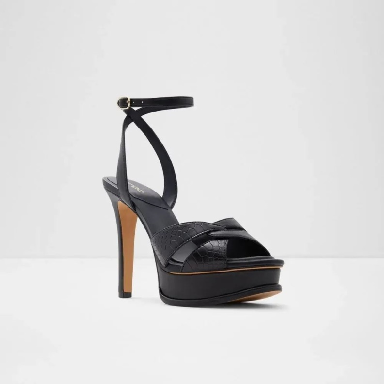Fashion Black Aldo Ocoewan Women's Ankle Strap Heeled Shoe