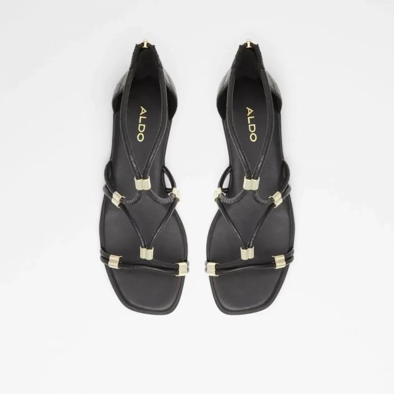 Oceriwenflex Women's Flat Ankle Strap Sandal Black Aldo Fashion