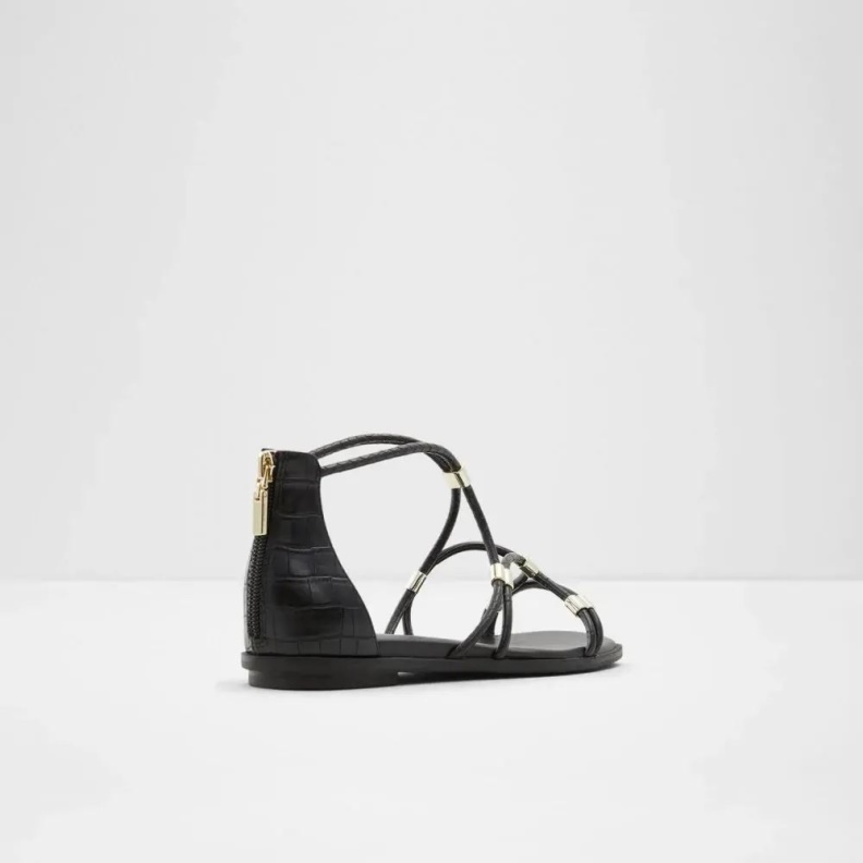 Oceriwenflex Women's Flat Ankle Strap Sandal Black Aldo Fashion