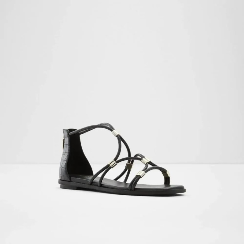 Oceriwenflex Women's Flat Ankle Strap Sandal Black Aldo Fashion