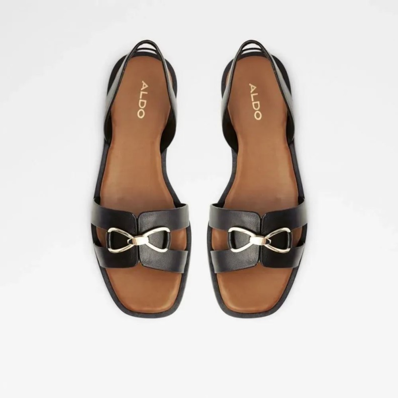 Black Fashion Aldo Odele Women's Sling Back Flat Sandal