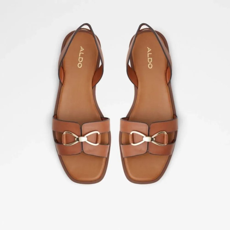 Medium-Brown Aldo Fashion Odele Women's Sling Back Flat Sandal