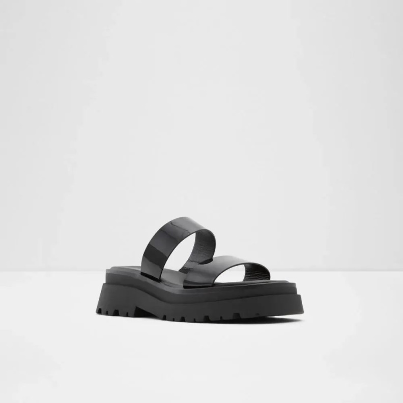 Aldo Fashion Black Phelix Women's Two Piece Lug Sole Sandal