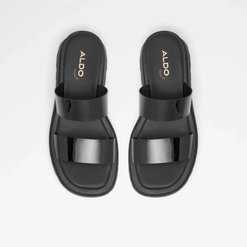 Aldo Fashion Black Phelix Women's Two Piece Lug Sole Sandal