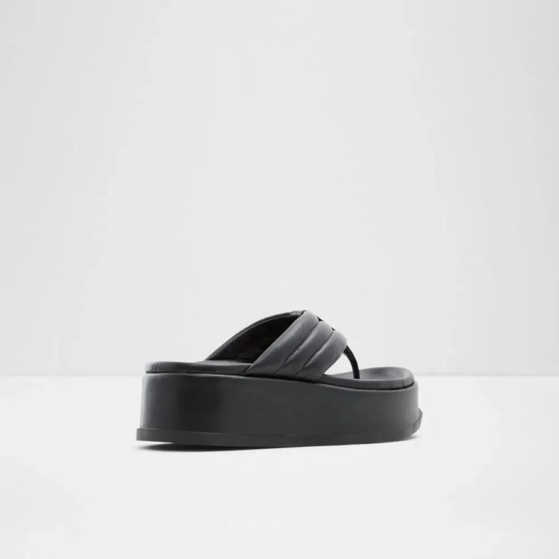 Aldo Fashion Black Rachelle Women's Wedge Thong Sandal