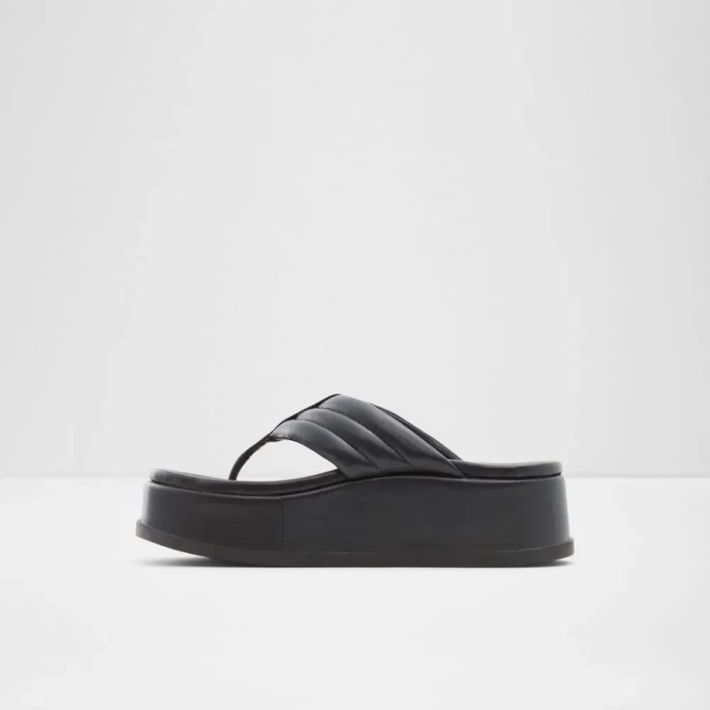 Aldo Fashion Black Rachelle Women's Wedge Thong Sandal