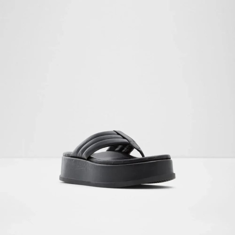 Aldo Fashion Black Rachelle Women's Wedge Thong Sandal