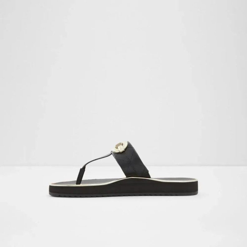 Black Aldo Fashion Searene Women's Thong Beach Sandal