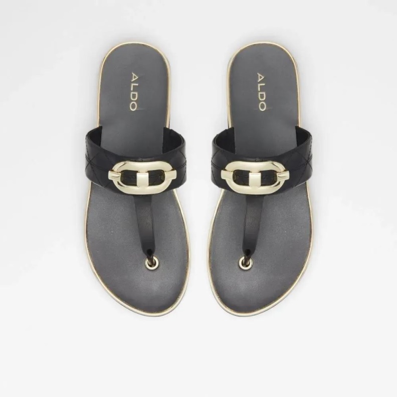 Black Aldo Fashion Searene Women's Thong Beach Sandal