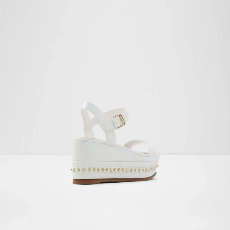 Fashion Aldo White Selia Women's Flatfowedge Sandal