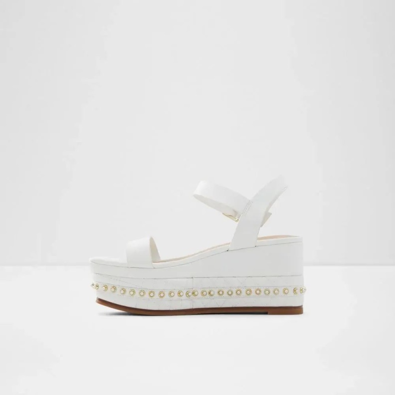 Fashion Aldo White Selia Women's Flatfowedge Sandal