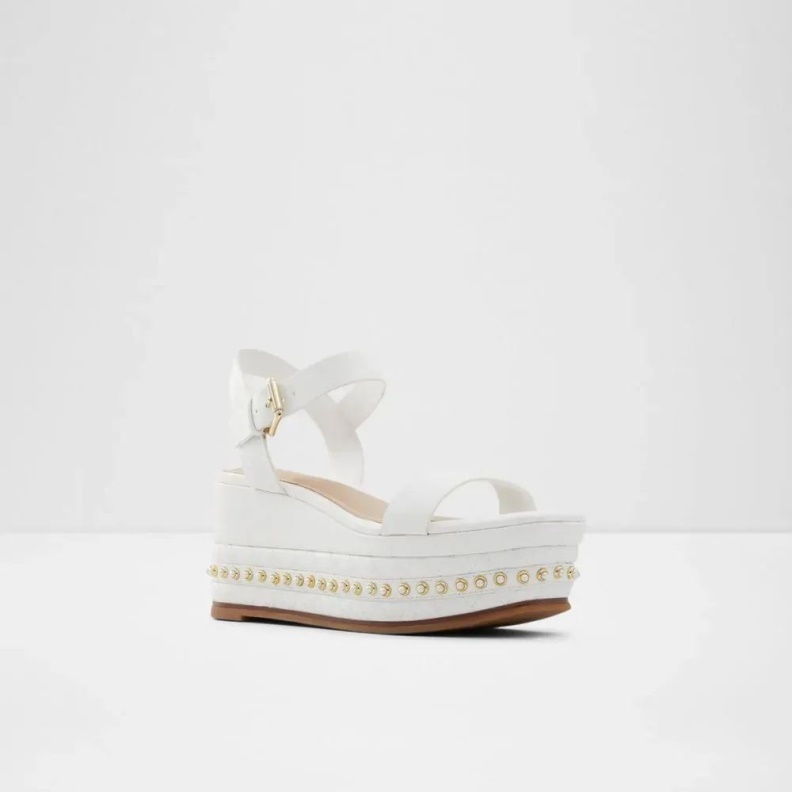 Fashion Aldo White Selia Women's Flatfowedge Sandal