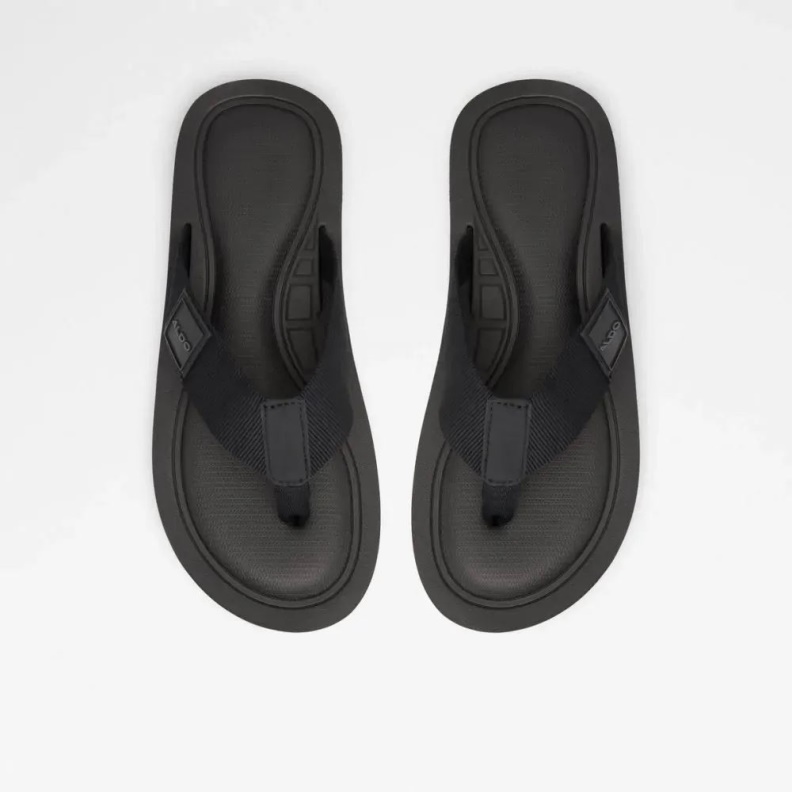 Tengen Men's Flat Thong Sandal Fashion Black Aldo