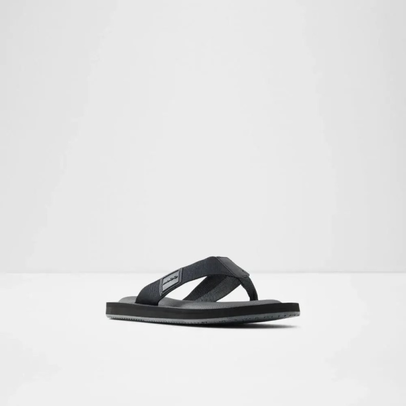 Tengen Men's Flat Thong Sandal Fashion Black Aldo