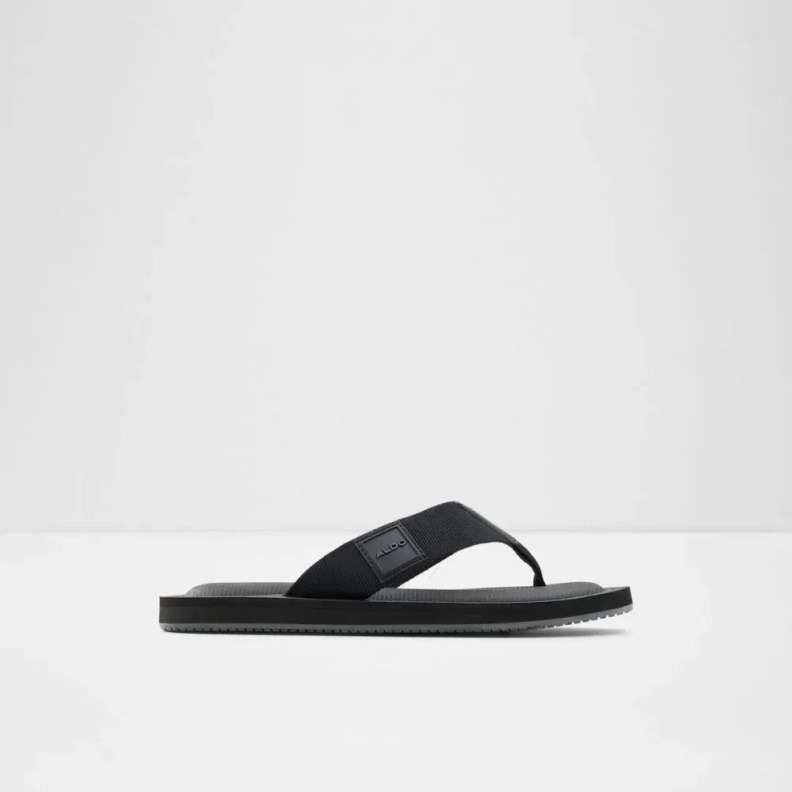 Tengen Men's Flat Thong Sandal Fashion Black Aldo