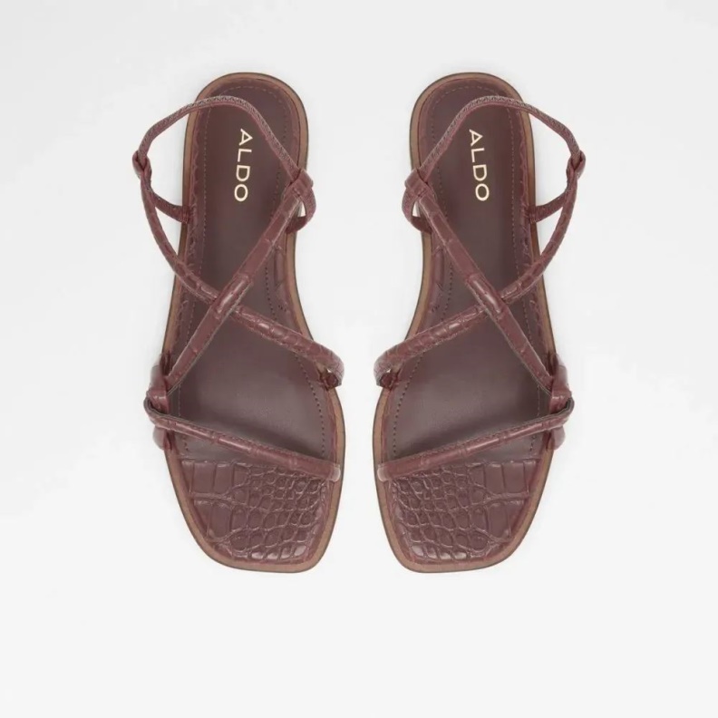 Toosieflex Women's Sling Back Flat Strap Sandal Fashion Aldo Dark-Brown