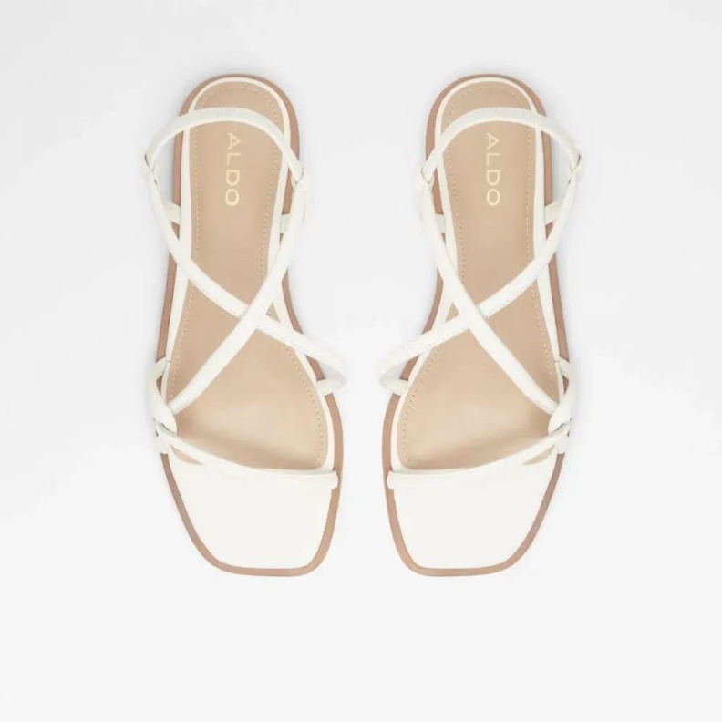 Toosieflex Women's Sling Back Flat Strap Sandal Fashion White Aldo
