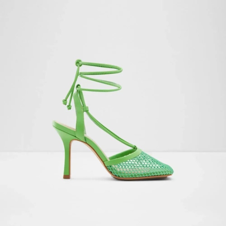 Green Aldo Fashion Tropez Women's Strappy Ghillie Mesh Heeled Sandal